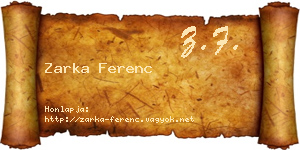 Zarka Ferenc névjegykártya